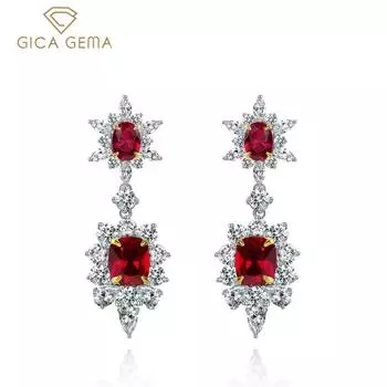Gica Gema стерлингового серебра 925 пробы красный цветок в форме классических Лидер продаж серьги-капли для женщин тонкий темперамент Высококачественные ювелирные изделия в подарок 925 Silver красный
