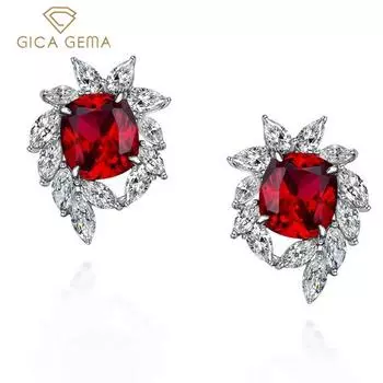 Gica Gema стерлингового серебра 925 пробы кроваво-красный женский толстый квадратный 10*11 серьги с цветком в дизайне меньшинств для женщин изысканные ювелирные изделия высокого качества в подарок синий