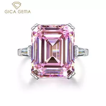 Gica Gema Стерлингового Серебра 925 пробы Лаконичное Кольцо Квадратной Геометрии Для Женщин Свадьба Помолвка Юбилейная Вечеринка Изящные Высококачественные Нежные Ювелирные Изделия 9-no. белый/розовый