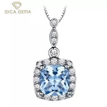 Gica Gema стерлингового серебра 925 пробы небесно-голубой SquareTemperament Лидер продаж кулон ожерелье для женщин FineTemperament ювелирные изделия подарок на день матери 925 Silver