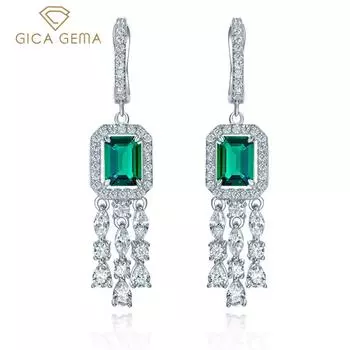 Gica Gema стерлингового серебра 925 пробы персонализированные лаконичные серьги для женщин тонкий темперамент высококачественные ювелирные изделия подарок зелёный