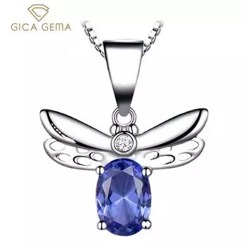 Gica Gema Стерлингового Серебра 925 Пробы Прекрасная Пчелка Великолепный Темперамент Лидер продаж Подвеска Ожерелье Для Женщин Изысканные Высококачественные Ювелирные Изделия Подарок На День Святого Валентина 925 Silver синий/белый