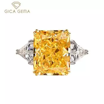 GICA GEMA стерлингового серебра 925 пробы Роскошные кольца 13*16 мм с цирконами и драгоценными камнями, сверкающие ювелирные изделия для свадебной вечеринки, подарки US 9 розовый