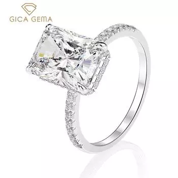 GICA GEMA Стерлингового Серебра 925 пробы с цирконами и драгоценными камнями, обручальные кольца для женщин, роскошное предложение, обручальные ювелирные изделия US 5 белый