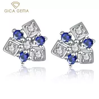 Gica Gema Стерлингового Серебра 925 пробы Уникальная Форма Классические Горячие Продажи Серьги-гвоздики Для Женщин Тонкий Темперамент Высококачественные Ювелирные Изделия Подарок На День Матери 925 Silver синий