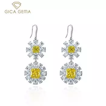 Gica Gema стерлингового серебра 925 пробы уникальный дизайн серьги-капли с цветком для женщинРомантические ювелирные изделия подарки для свадебной вечеринки оранжевый