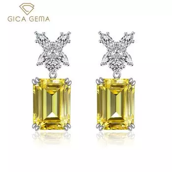Gica Gema стерлингового серебра 925 пробы желтая квадратная форма персонализированные лаконичные серьги для женщин FineTemperament Высококачественные ювелирные изделия в подарок 925 Silver жёлтый