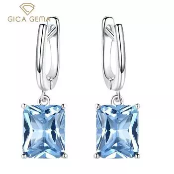 Gica Gema ювелирные изделия S925 стерлингового серебра квадратная геометрия великолепные серьги-гвоздики для женщин тонкий темперамент ювелирные изделия подарок на день рождения 925 Silver зелёный