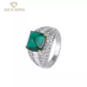 GICA GEMA Винтаж Ювелирные изделия из стерлингового серебра 925 пробы Персонализированные популярные кольца Свадебные обручальные украшения US 5 зелёный