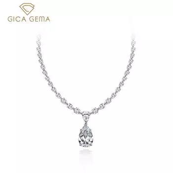 Gica Gema Высокоуглеродистые бриллиантовые ожерелья из стерлингового серебра 925 пробы с подвеской в виде капли воды Уникальный дизайн Романтические ювелирные изделия Подарки для свадебной вечеринки Новая тенденция 925 Silver белый