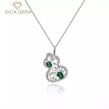 Gica Gema Зеленые высокоуглеродистые бриллиантовые ожерелья с 925 стерлинговым серебром 6 * 8 мм Кулон Уникальный дизайн Романтические ювелирные изделия Свадебная вечеринка Подарки Новая тенденция 925 Silver белый
