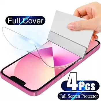 Гидрогелевая пленка, 4 шт., полное покрытие для iPhone 12, 14, 11, 13, 15 Pro Max, защитная пленка для экрана iPhone 14, 15 Plus, 13, мини-защитная пленка для экрана iphone 11 чистый