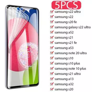 Гидрогелевая пленка для Samsung Galaxy S22 S21 S20 Ultra S10 Plus, 5 шт., защитная пленка для экрана Samsung S21 S20 FE 5G Note 20 Ultra S10E For Galaxy A12 5G чистый