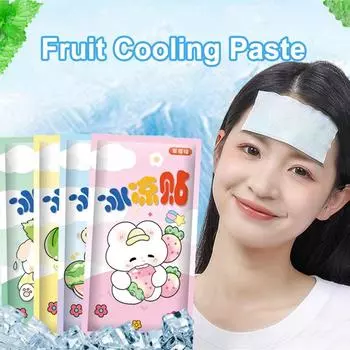 Гидрогелевые охлаждающие пластыри Fever Down Baby Heat полоски для лба Cartoon Cold Paste Outdoor Fruit mixed