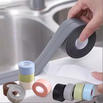 Гидроизоляционная лента для кухни и ванной комнаты, противообрастающая самоклеящаяся лента, уплотнительная лента из ПВХ для кухонных зазоров, стыков раковины и унитаза, наклейка на угловое соединение стены 2.2cmx3.2m S коричневый