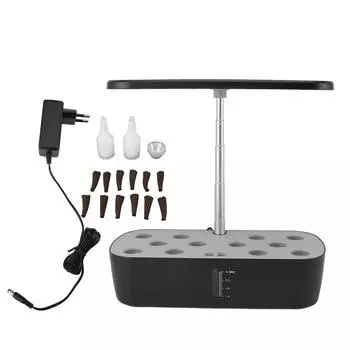 Гидропонная система выращивания в крытом саду, 12 стручков, автоматический контроль воды со светодиодной подсветкой, гидропоника чёрный