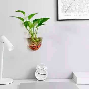 Гидропонная ваза для цветов, капля воды, в форме сердца, прозрачная настенная стеклянная ваза для цветов, стена для террариума, аквариум, контейнер для аквариума, домашний декор A синий