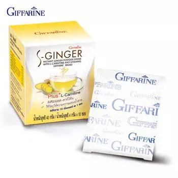 Giffarine S-Ginger Растворимый имбирный порошковый напиток с L-карнитином и витаминами, 10 пакетиков 41811 - Тайский 10 Sachets жёлтый
