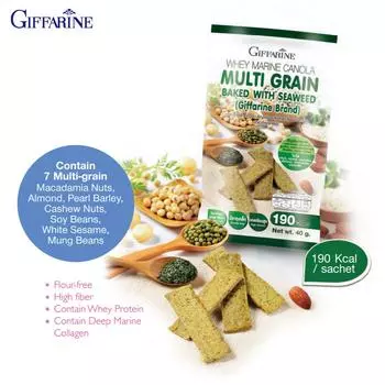 Giffarine Whey Marine Canola Multi Grain, запеченная с морскими водорослями, содержащая различные зерна и протеины высшего качества, 40 г 41558 40 g