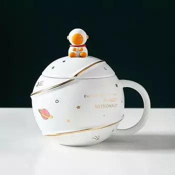 Gift Cup with Lid Large Capacity Water Cup Student High Value Mug Girl Cute Ceramic Cup Cartoon Gift 400ML