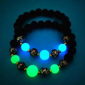 Gift Flower Glowing In The Dark Luminous Buddhism Charm Natural Stone Bracelet Accessories Jewelry зелёный