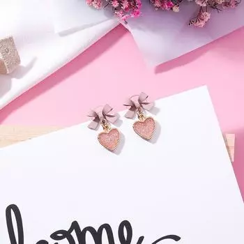 Gift For Women Pink Bowknot Brincos Small Jewelry Drop Earrings Fashion Accessories Stud Earrings розовый