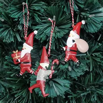 Gift Red Christmas Hanging Pendants Soldiers Iron Art Xmas Tree Decor Double-sides Painted Photo Prop Embellishment Festival