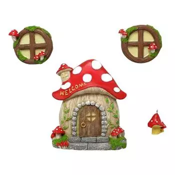 Gift Resin Trees Mini Fairy Doors Bonsai Lawn Ornament Yard Art Statue Creative DIY Garden Decor ярко-розовый