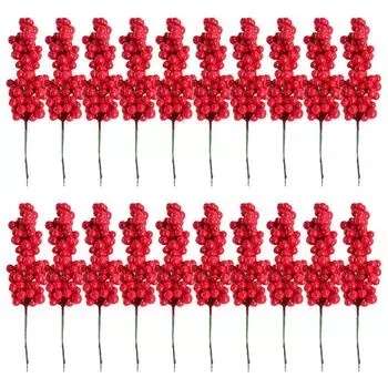 Gifting Purpose Artificial Red Berry Stems Christmas Tree Decor Red Berries