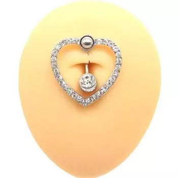 Gifts Heart-shaped Hollow Rhinestones Body Jewelry Love Navel Ring Belly Button Ring Belly Piercing белый