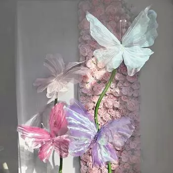 Гигантская 50 см большая сетка бабочка марлевая опора бабочка большая имитация бабочка на открытом воздухе красный