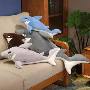 Гигантская белая акула плюшевая игрушка гигантская мягкая игрушка 18/24 дюйма кукла S синий