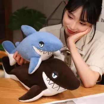 Гигантская белая акула плюшевая игрушка гигантская мягкая игрушка 18/24 дюйма кукла для детей приятная мягкая подушка для спины подарок на день рождения S светло-серый