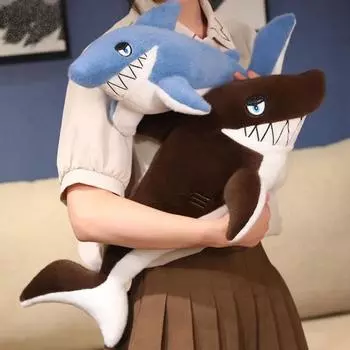 Гигантская белая акула плюшевая игрушка гигантская мягкая игрушка 18/24 дюйма кукла для детей приятная мягкая подушка для спины подарок на день рождения S темно-серого