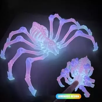 Гигантская фигурка паука, напечатанная на 3D-принтере, с выдвижными ногами, подвижными суставами, светящимися в темноте, украшение в виде паука на Хэллоуин, шарнирная S красный