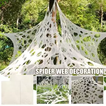 Гигантская паутина для Хэллоуина, наружные украшения, эластичная паутина для вечеринки в честь Хэллоуина, паутина для Хэллоуина, крытый и наружный декор для дома с привидениями A