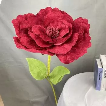 Гигантские имитационные бархатные пионы, красная роза, головка цветка, новый искусственный цветок 50cm