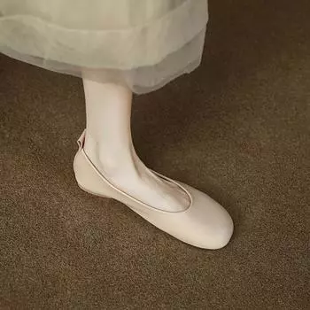 Гигантские мягкие туфли ведьмы ~ полностью кожаные балетки на плоской подошве внутри и снаружи. Новые универсальные женские удобные бабушкины туфли. 34 белый