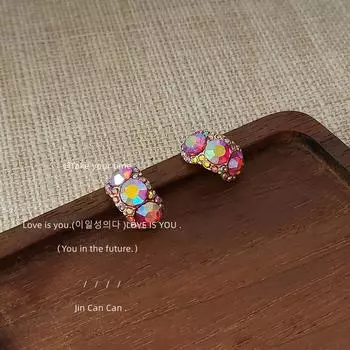 Гигантские вспышки Advanced Feeling полуизогнутые серьги со стразами розового цвета для женщин 1 pair