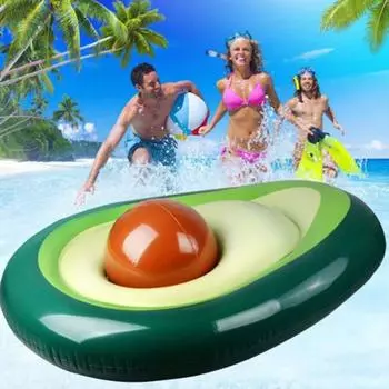 Гигантский надувной поплавок из авокадо с пляжным мячом, большой поплавок для бассейна из ПВХ, игрушка, открытый летний пляжный плот, шезлонг для взрослых и детей Avocado