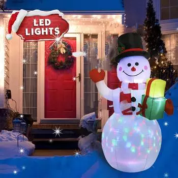 Гигантский надувной снеговик 1,5 м для рождественского сада, двора, украшения для рождественской вечеринки, надувной подарок, снеговик One Size