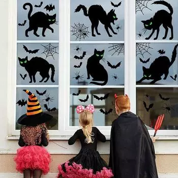 Гигантский призрак, монстр, призрак, тень, наклейка на окно, ведьма, смерть, летучая мышь, скелет, декор для вечеринки, электростатические наклейки, украшение на Хэллоуин