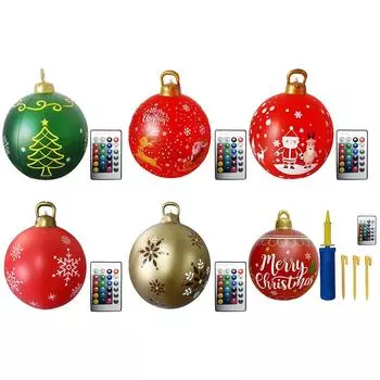 Гигантский светящийся надувной рождественский шар с огнями 60 см ПВХ светящийся рождественский шар надувной игрушечный шар для праздничного декора A