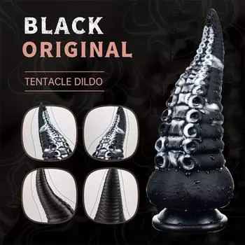 Гигантский толстый дилдо с щупальцами, большой монстр-дилдо, большой черный дилдо с мощными присосками, конический силиконовый анальный дилдо, товары для взрослых M