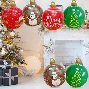 Гигантское рождественское украшение, надувной шар 60*48 см, надувной красный зеленый лось, снеговик, игрушка, шар, уличное рождественское украшение для сада черный белый