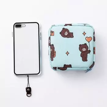 Гигиеническая сумка для салфеток с мультяшным узором, большая емкость, портативный мини-милый чехол для хранения тампонов для путешествий чёрный