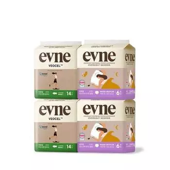 Гигиенические прокладки Evene Bio 2 вида специальные (большой 14P * 2 упаковки, ночной средний размер 6P * 2 упаковки),Корейские женские товары