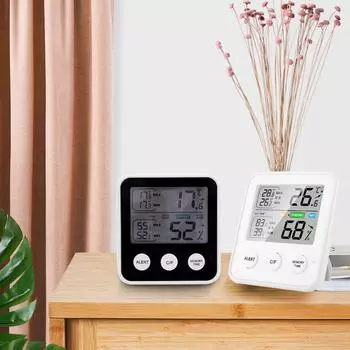 Гигрометр влажности в помещении с ЖК-дисплеем, мониторингом в реальном времени и функцией памяти, цифровой гигрометр для внутреннего и наружного использования One Size чёрный