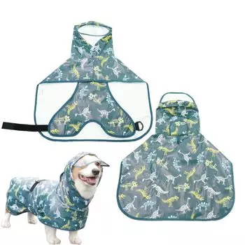 GIIPET Дождевик для собак, дождевик для домашних животных, для собак и кошек, полностью водонепроницаемый, быстросохнущий, для собак, пончо, дождливый сезон, прозрачная шапка в комплекте, легко