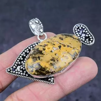 Gila Monster Gemstone Handmade 925 Sterling Silver Jewelry Pendant 1.77 a3L67